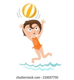 illustration of isolated girl playing volleyball vector