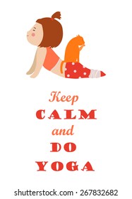 illustration of isolated a girl practising yoga on white background