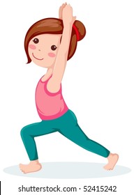 illustration of isolated a girl practising yoga on white background