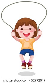 illustration of isolated a girl skipping on white background