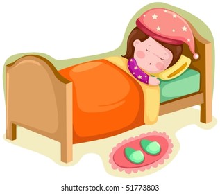 illustration of isolated girl sleeping on white background