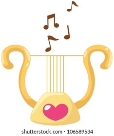 illustration of isolated  gold lyre on white background