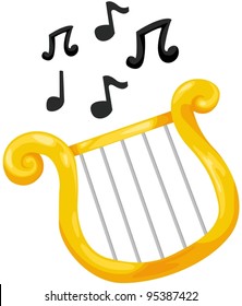 illustration of isolated  gold lyre on white background