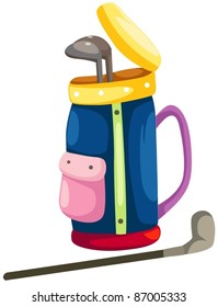 illustration of isolated a golf bag with clubs