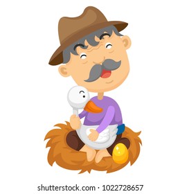 illustration of isolated goose with golden egg fairy tale vector