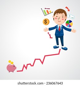 illustration of isolated graph businessman vector