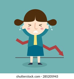 illustration of isolated graph showing business continues going down vector