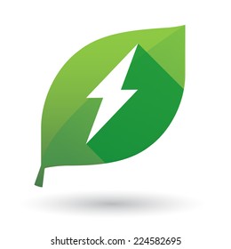 Illustration of an isolated green leaf icon with a lightning