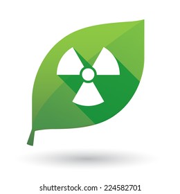 Illustration of an isolated green leaf icon with a radioactivity sign