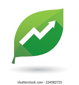 Illustration of an isolated green leaf icon with a graph