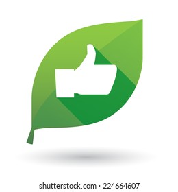 Illustration of an isolated green leaf icon with a hand