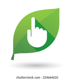 Illustration of an isolated green leaf icon with a hand