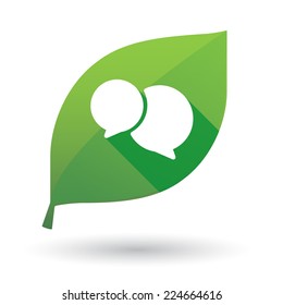 Illustration of an isolated green leaf icon with a comic balloon