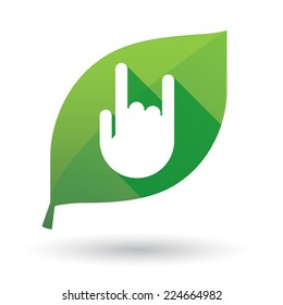 Illustration of an isolated green leaf icon with a hand