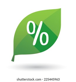 Illustration of an isolated green leaf icon with a discount sign
