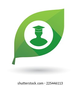 Illustration of an isolated green leaf icon with a student avatar