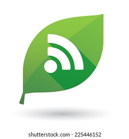 Illustration of an isolated green leaf icon with a feed sign