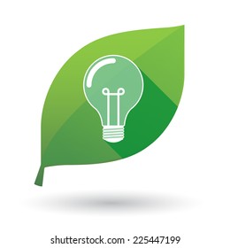 Illustration of an isolated green leaf icon with a light bulb