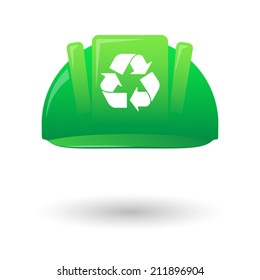 Illustration of an isolated green work helmet wit a recycle sign