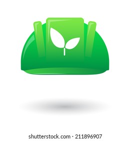 Illustration of an isolated green work helmet wit a recycle sign