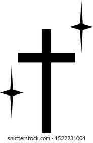 Illustration of an isolated grey cristian cross icon