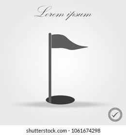 Illustration of an isolated grey golf flag