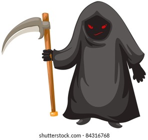 illustration of isolated grim reaper on white background