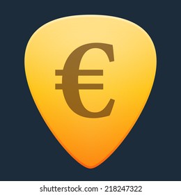 Illustration of an isolated guitar pick with a currency sign