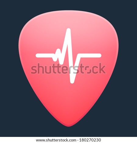 Illustration of an isolated guitar pick with an icon