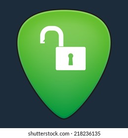 Illustration of an isolated guitar pick with a lock
