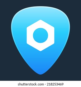Illustration of an isolated guitar pick with a nut