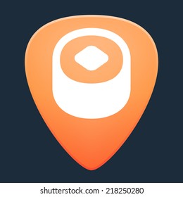 Illustration of an isolated guitar pick with a sushi