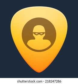 Illustration of an isolated guitar pick with a thief