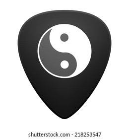 Illustration of an isolated guitar pick with a ying yang