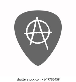 Illustration of an isolated guitar plectrum with an anarchy sign