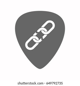 Illustration of an isolated guitar plectrum with a broken chain