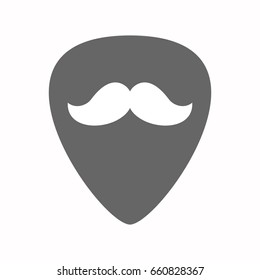 Illustration of an isolated guitar plectrum with a moustache