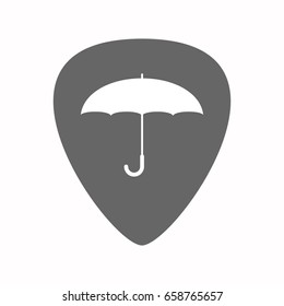Illustration of an isolated guitar plectrum with an umbrella