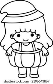 illustration of isolated halloween girl vector