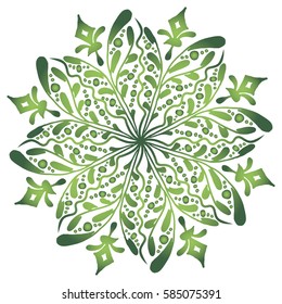 Illustration with isolated hand drawn mandala with doodles. Antistress zentangle. Drawing for coloring book.