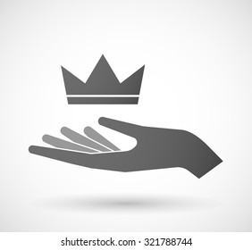 Illustration of an isolated hand giving a crown
