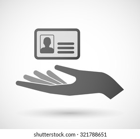 Illustration of an isolated hand giving an id card