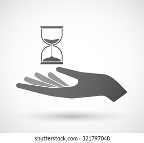 Illustration of an isolated hand giving a sand clock