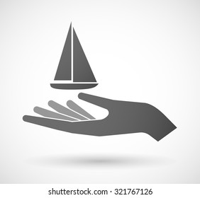 Illustration of an isolated hand giving a ship