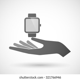 Illustration of an isolated hand giving a smart watch