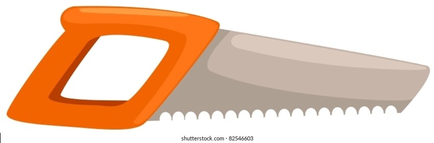 illustration of isolated hand saw on white background