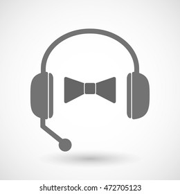 Illustration of an isolated hands free headset icon with  a neck tie icon