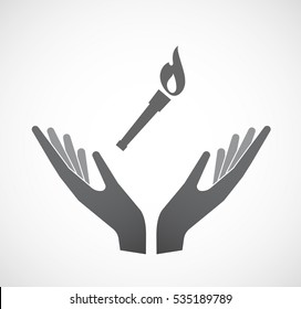 Illustration of an isolated hands offering sign with  a torch icon