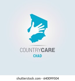 Illustration of an isolated hands offering sign with the map of Chad