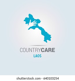 Illustration of an isolated hands offering sign with the map of Lebanon